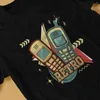 Herr t -skjortor retro mobiltelefon klassisk grafisk polyester tshirt vintage style streetwear bekväm skjorta manlig tee