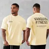 Męskie vintage ponadwymiarowa Tshirt Summer Sport Fitness Bawełniana załoga szyi z krótkim rękawem Joggers Gym trening Tshirts 240412