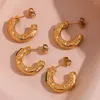 Dangle Ohrringe Mode Edelstahl Eingelegtes rechteckiger Zirkon C-förmiger Goldfarbe Charme Schmuck Frauen Geschenk