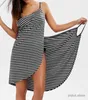 Dames badmode 2024 groot formaat zomerstrand sexy vrouwen streep jurk bikini bedek sarongs dames kleding badmode zwempak backless