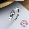 925 Srebrny Pierścień Pierścień Retro Pasek serca odpowiedni dla mężczyzn i kobiet Dopasuj codzienne stroje wystroju imprezowego Wysokiej jakości regulowany pierścień