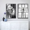 Fashion Model Angel Wings Wall Art Canavs Prints Black and White Sexy Lady Painting Hot Girl Photography Poster Wall Pictures for Bedroom Decor