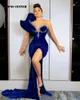 Robes de fête Slit Aso Ebi Evening African Formal Elegant One épaule Ruffels Prom Gown Corset Special Occasion