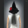 Beret Black Witch Hat na Halloween Elegancki czarodziej