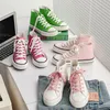 Buty swobodne Kobiety Kobiety stałe kolory płócienne dziewczęta High Top Studenci Świeży podstawowy trampka Środkowa koronka w górę zielony 35-40