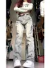 الجينز للسيدات Adagirl American Retro High Weist Women Streetwear Waggy Fashion Y2K Wide Zipper Flare Denim Pants Hip Hop Harajuku