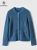Tricots pour femmes Birdtree 60% laine 10% Cashmere Cardigan Pull Femme Stand Cou Necol Franc Casual Casual confort