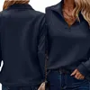 Womens Fall Fashion Quarter Zip Sweatshirts Half Zip Casual Long Sleeve Solid Color V Neck Pullover Tops 2404182