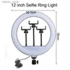 Kontinuerlig belysning 12 tum 30 cm Ringljus LED Selfie Dimble YouTube Photo Camera Mobiltelefon Makeup på plats Fyllning Partihandel Y240418