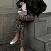 Женские брюки леопардовые брюки кнопка кнопка на молнии на молнии карандаша с карманами для женщин Стильные дамы