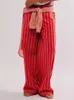 Pantaloni da donna Donne Donne Long Culleding Long Culcing Cantaloni a strisce con tasche Fasci autunno Fashi