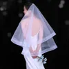 Bijoux de cheveux de mariage Veille de mariage Veil Veil à deux niveaux Veille de mariée minimaliste avec veils nuptiaux à joug