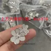 Anelli di gioielli di fascia alta per le donne Vannleff Pure Silver Tre fiori Tre foglie Anello di diamanti a diamante Full Diamond Ploriti con erba d'oro oro 18K Prova Precision Originl