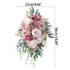 Fleurs décoratives Bride Bouquet de mariée rose artificielle pour la cérémonie de mariage rustique anniversaire