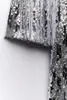 Casual Dresses Woman Sparking Silver Sequin Mini Dress Fashion Long Sleeve O Neck Robe 2024 Fall Elegant Female Party Night Streetwear