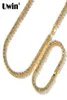 UWIN 1列テニスチェーンブレスレットファッションヒップホップジュエリーセットゴールドホワイトゴールド5mmネックレス男性用のフルラインストーンY200605376387