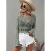 2023 Spring/summer New Knitwear Flare Sleeves Loose Round Neck Hollow Out Sweater for Women F41836