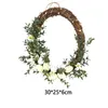 Decorative Flowers With Light String Easter Egg Wreath Fake Simulated Green Plant Rattan Shaped DIY Garland Front Door