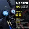 AC R1234YF R134A Lauge Set, Automotive 4 -й клапанный коллектор, совместимый с хладагентами R1234YF и R134A, работает на зарядке и эвакуации Car Freon.