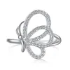 Cluster Anneaux S925 Silver Ring Femme's High End Zircon Set Personnalisé Butterfly Forme Ferme Bijoux fermé