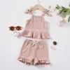 Kinderkledingsets Baby Girl Camisole Top Lace Shorts 2pcs Zomer Casual kinderen Kleding Suits 240410