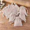 Sacs de rangement 50pcs Petite toile de jute avec cordon de cordon 3x4inch Cadeau peu réutilisable à Tea Sachet