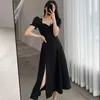 Basic Casual Dresses Solid Puff Short-Sleeved Elegant Dress Women Clothing Wedding Guest New Year Women Fashion High Waist Slim Evening Party Dresses