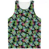 Męskie topy czołgowe Aloha Tropical Flower Graphic Top Men Summer 3D Printed Rośliny Kamizelka streetwear