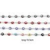 Bangle 304 Stainless Steel Religious Evil Eye Bracelet Enamel Beads Link Chain Bracelet For Women Men Turkish Jewelry Bangle 19.5cm1PCL240417