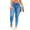 Kvinnors jeans blyertsbyxor bär resistenta smala fit -knapp dragkedja manschettfickor mager kvinnor stretchiga