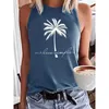 Sommer Fashion Tank Top Frauen weibliche Baumwollweste Sexy Weste Kokosnussbaumbrief Drucklüftung Top Jersey