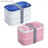 Bento scatole a microonde a doppio strato per pranzo in acciaio inossidabile pp bento box portatile container drop shipping l49