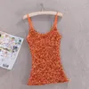 Women's Tanks Shimmering Sequin Outfit Lined Dress Spaghetti Strap Tank Top For Women Shiny O Neck Slim Fit Vest With Adjustable