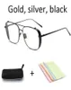 Luksusowe okulary przeciwsłoneczne w stylu skalnym Square przezroczyste okulary soczewki męskie czarne złote srebrne metalowe metalowe pełne okulary okulary przeciwsłoneczne3574279