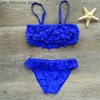 Одноказки девочек Biquini Swimsuit Youth Solid 2-часовой купальный купальник детский купальник сплит бикини, набор детских полых купальных купальников Q240418