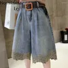 Frauen Jeans Y2K Wide Leghose für Frauen hohe Taille Streetwear Patchwork Spitze gerade Pantalon Femme Vintage lässige Jeanshosen