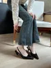 Casual Shoes Pointed Heel Sandals Med Spring Suit Female Beige 2024 Summer Square Toe Medium Black Girls High Closed Low Block Leather