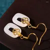 Orecchini a pennaglie 925 Spot sterling spot scenico stallo gioielli medio antichi oro placcati Ruyi pace fibbia imitazione jade stallone