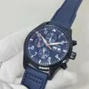 Polshorloges 43 mm hoge kwaliteit heren automatisch mechanisch horloge blauw zwart nylon canvas piloten roestvrij staal lumineuze