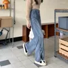 Damesjeans Vintage Split Light Blauwe enkellengte broek Women Hoge Taille Denim Y2K Streetwear Straight Wide Been Flare Pant Koreaans Chic