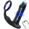 Vibratrice anale poussée Men de prostate Masseur avec 6 télescopie 9 Modes de vibration Adulte Sext Toys Stimulateur vibrant anal plug-pénis Pinis Dildo Vibrateurs Men Couple