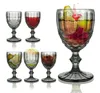 Vinglasglasögon färgat glasbägare med diamantmönster präglade hög klar glas för fest och droppleverans hem trädgård kök