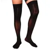 Mens Socks 1pair Thigh High Stockings Glossy See Through Sexy Oil Shiny Anti-skid Soft Sheer Compression Elastic Silk Long