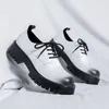 Casual Shoes Men tjock Soled Raked Leather Oxford Male British Style Streetwear Polished Toe Cap Shoe Wedding Dress