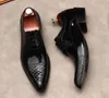 Men Business Wedding Party Witho Shoes Escala de pescado de cuero Diseñador de cuero genuino Zapatos de lujo Lace-up Eventos formales transpirables zapatos Derby Borgoña Black