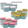 Storage Bottles 250g 200g 150g 120g 100g Nattier Blue PET Cream Jar Cosmetic Container Display Case Facial Mask Packing Plastic Food Pot