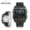 North Edge Cyber ​​Tank Nowe pełne stalowe męskie Cyfrowe Smart Watch Digital Retro Industrial Style Waterproof Waterproof Stopwatch i LED LED Lighting