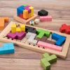 Kids Puzzles Wood Toys Thinking Game Cube Blocks Wood Assembling Puzzles Montessori Educational Kids Wooden Toys