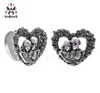 Kubooz in acciaio inossidabile cranio tappi per le orecchie a forma di cuore rosa tunnel corpulenti per piercing garings gareggiatori espansori 825mm 1756907