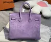 Dames brkns handtas echt leer 7a handswen lavendel suede luxe high-end zeldzame leer7gze